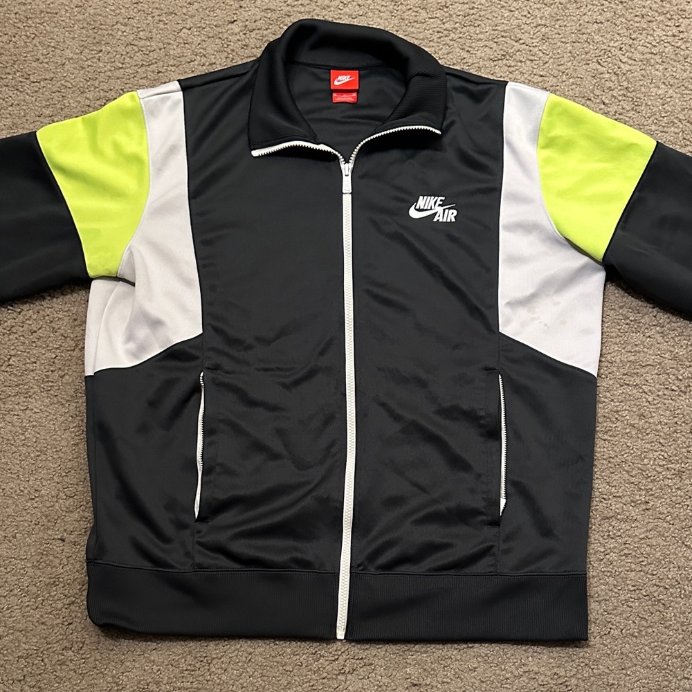 Nike Air Mens Full Zip Track Jacket Colorblock Black White Neon Yellow Size XL - Picture 1 of 10